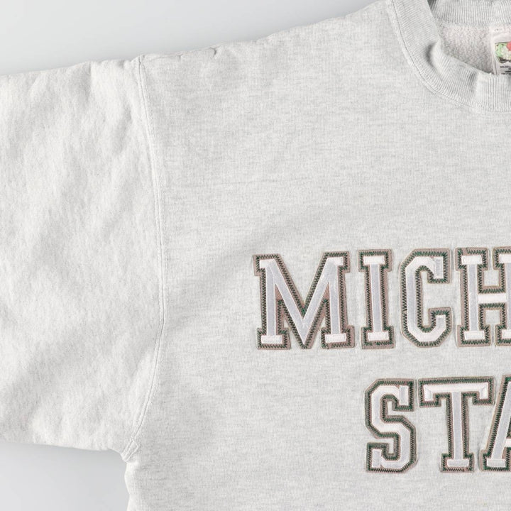 Vintage 90'S Fruit of the Loom Michigan State University college sweatshirt, Made in USA, Men's XL cotton gray type Vintage Second Hand