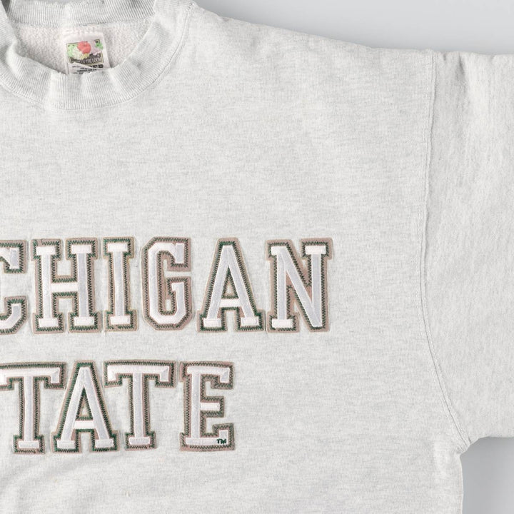 Vintage 90'S Fruit of the Loom Michigan State University college sweatshirt, Made in USA, Men's XL cotton gray type Vintage Second Hand