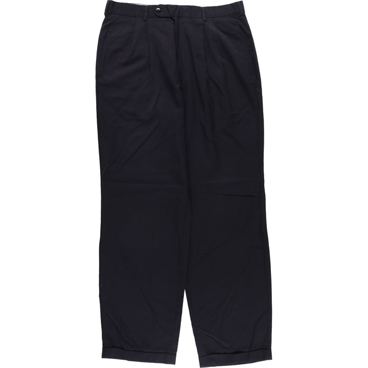 Two-pleat wool pants slacks for men, size W34 wool black type Vintage Second Hand