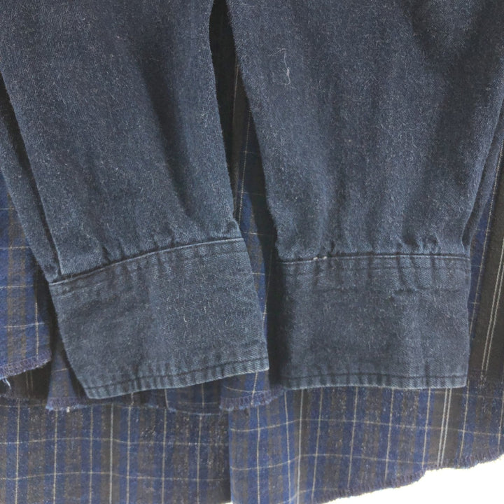 Wrangler Long Sleeve Button-Down Check Shirt, Men's XL cotton Indigo Vintage Second Hand