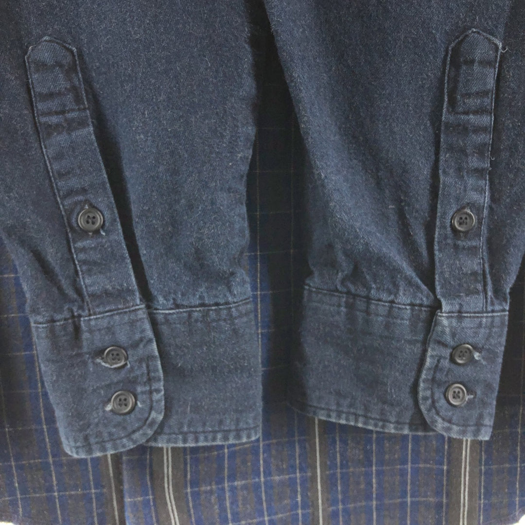 Wrangler Long Sleeve Button-Down Check Shirt, Men's XL cotton Indigo Vintage Second Hand
