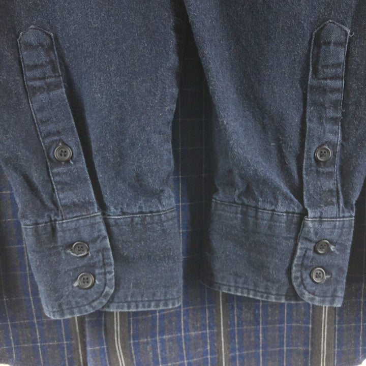 Wrangler Long Sleeve Button-Down Check Shirt, Men's XL cotton Indigo Vintage Second Hand