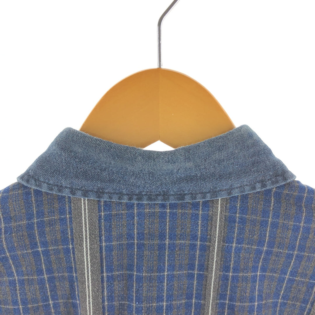 Wrangler Long Sleeve Button-Down Check Shirt, Men's XL cotton Indigo Vintage Second Hand