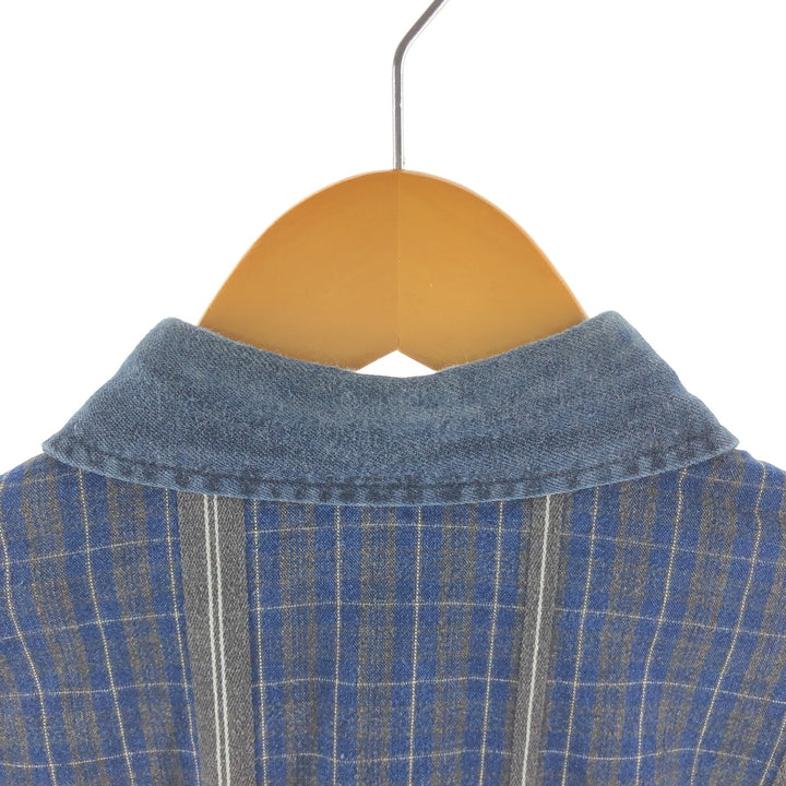 Wrangler Long Sleeve Button-Down Check Shirt, Men's XL cotton Indigo Vintage Second Hand