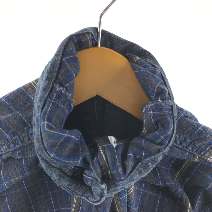Wrangler Long Sleeve Button-Down Check Shirt, Men's XL cotton Indigo Vintage Second Hand