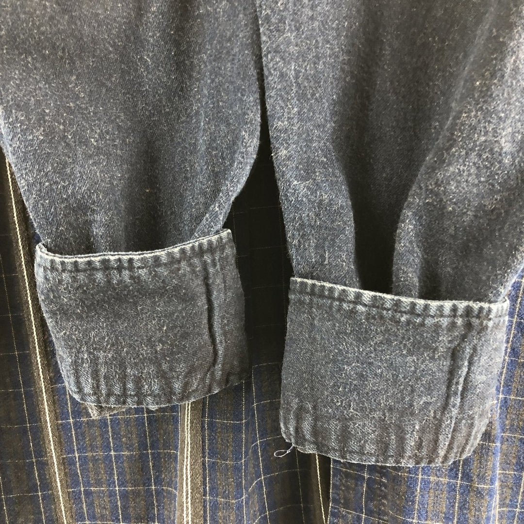 Wrangler Long Sleeve Button-Down Check Shirt, Men's XL cotton Indigo Vintage Second Hand