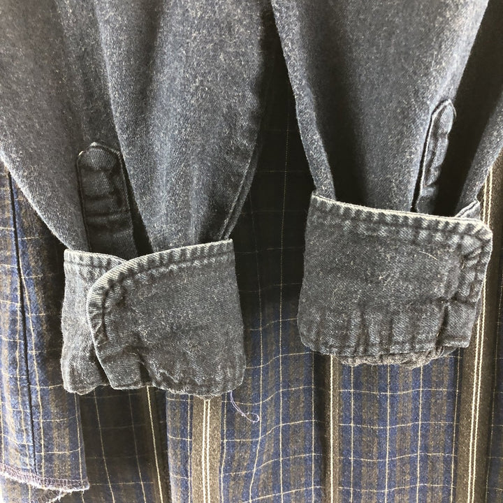 Wrangler Long Sleeve Button-Down Check Shirt, Men's XL cotton Indigo Vintage Second Hand