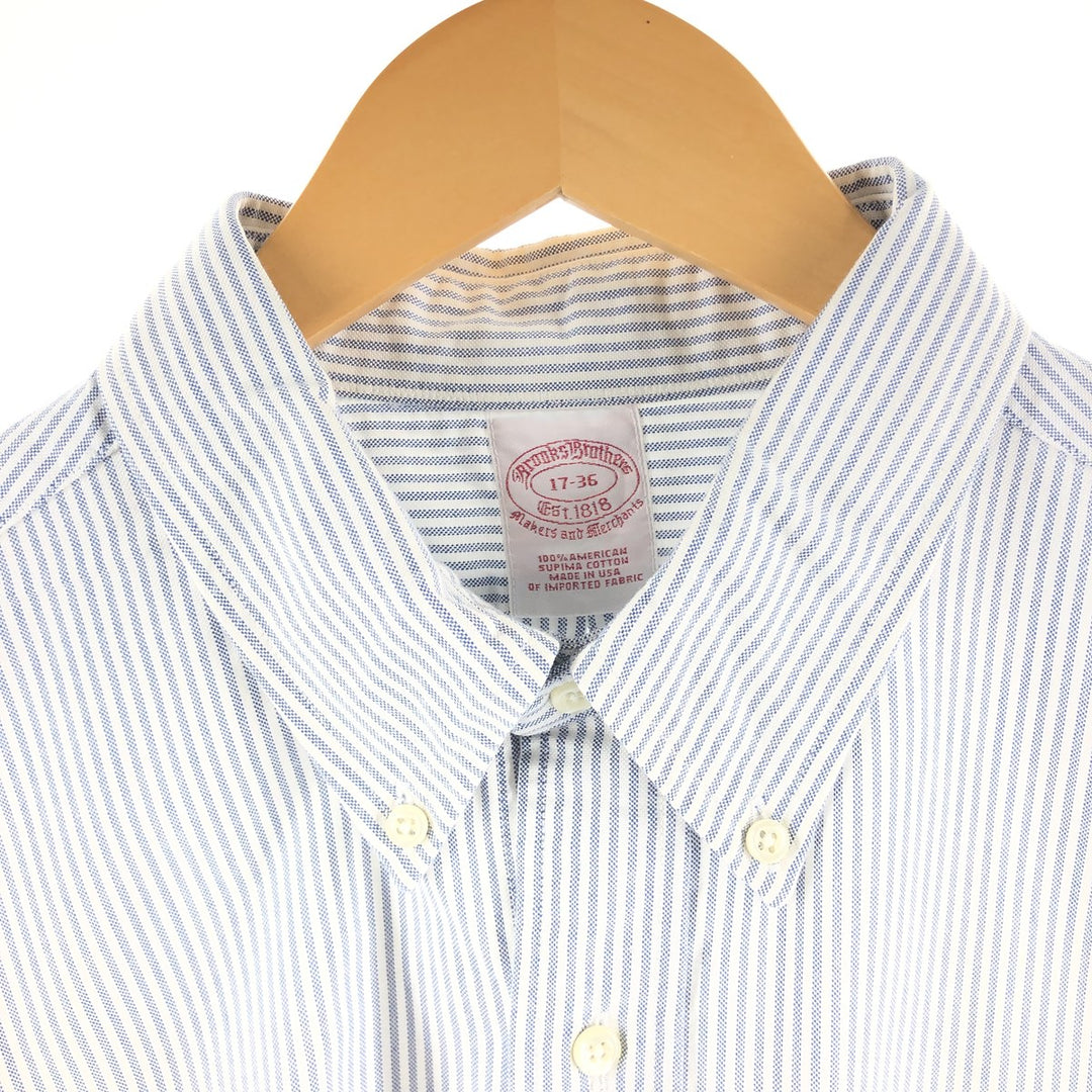 Brooks Brothers Est.1818 Long Sleeve Button-Down Striped Shirt Made in USA Men's XL Supima Cotton white type Vintage Second Hand