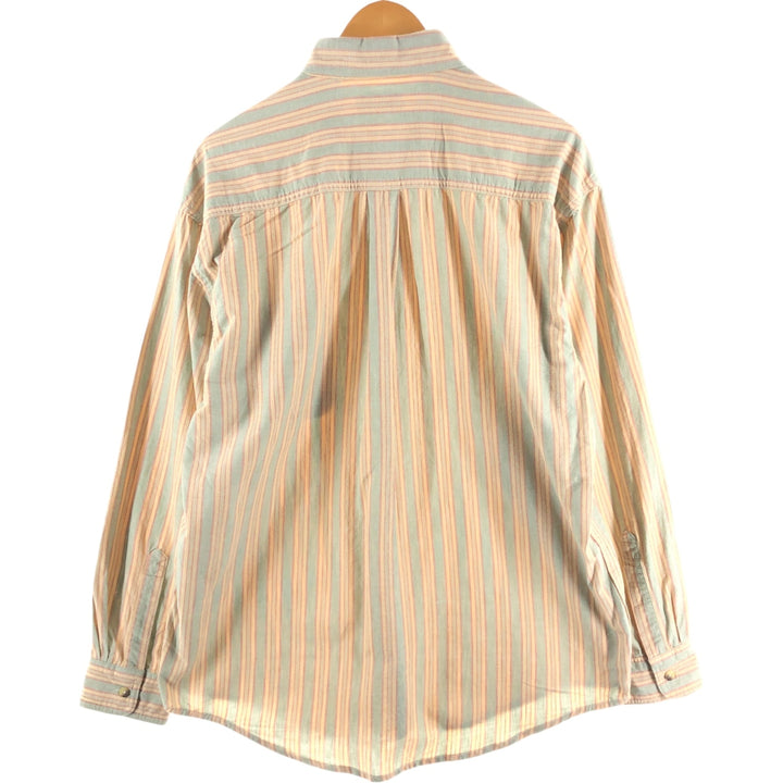 Vintage 70s-80'S LLBean Multi-Stripe Long Sleeve Striped Shirt, Men's Size L cotton Beige type Vintage Second Hand
