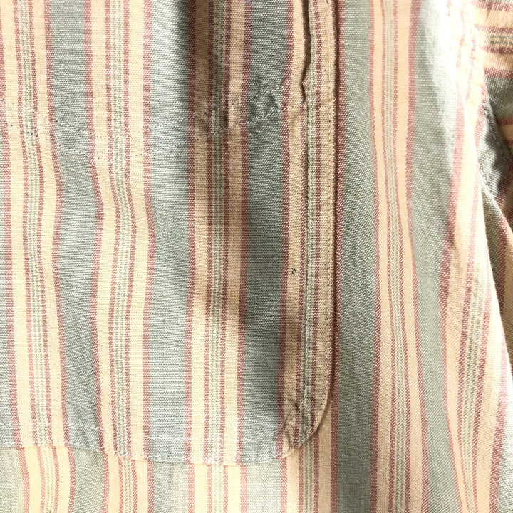 Vintage 70s-80'S LLBean Multi-Stripe Long Sleeve Striped Shirt, Men's Size L cotton Beige type Vintage Second Hand