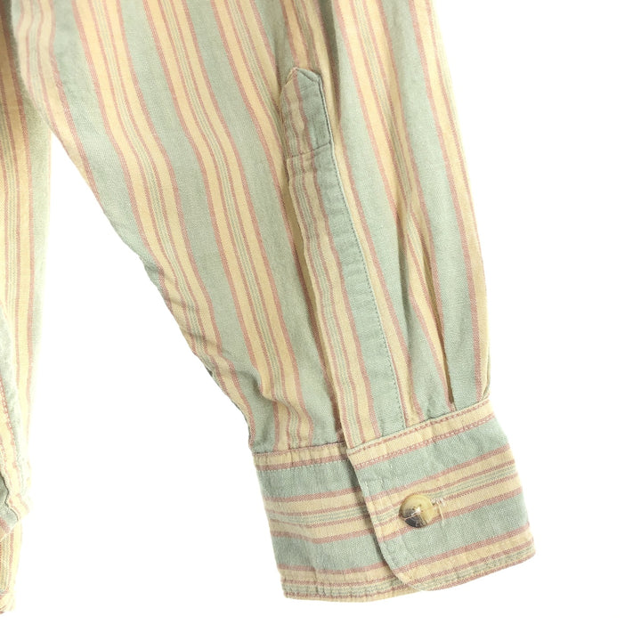 Vintage 70s-80'S LLBean Multi-Stripe Long Sleeve Striped Shirt, Men's Size L cotton Beige type Vintage Second Hand