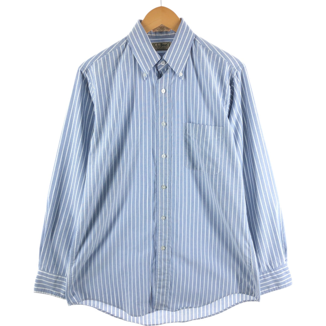 Vintage 70s-80'S LLBean long-sleeved button-down striped shirt, made in the USA, size M. cotton blue type Vintage Second Hand