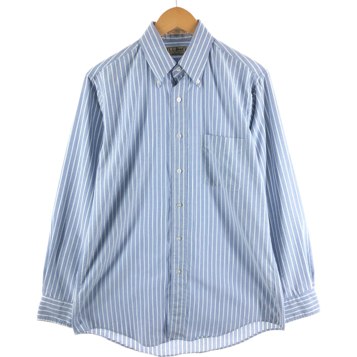 Vintage 70s-80'S LLBean long-sleeved button-down striped shirt, made in the USA, size M. cotton blue type Vintage Second Hand