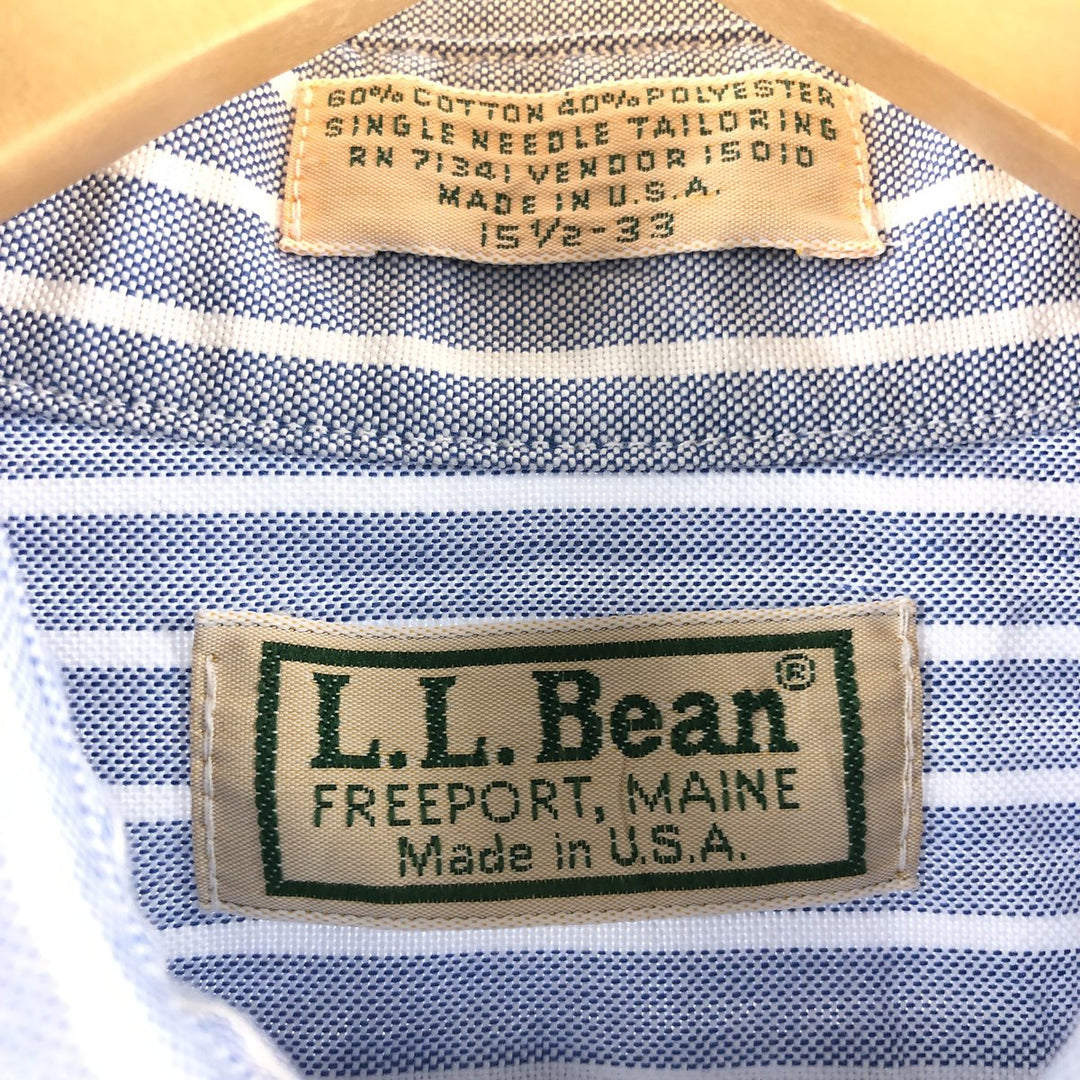 Vintage 70s-80'S LLBean long-sleeved button-down striped shirt, made in the USA, size M. cotton blue type Vintage Second Hand