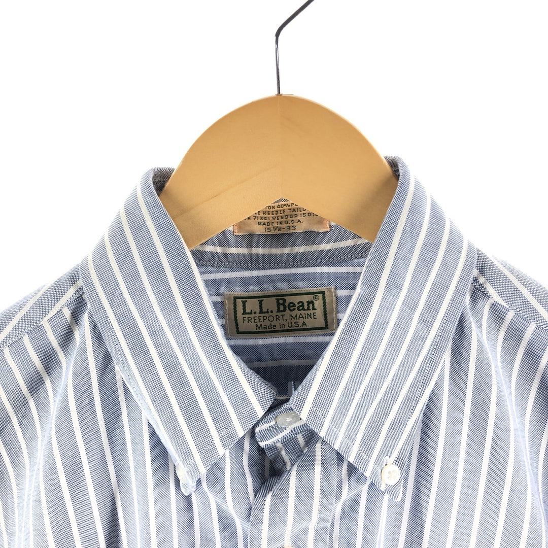 Vintage 70s-80'S LLBean long-sleeved button-down striped shirt, made in the USA, size M. cotton blue type Vintage Second Hand