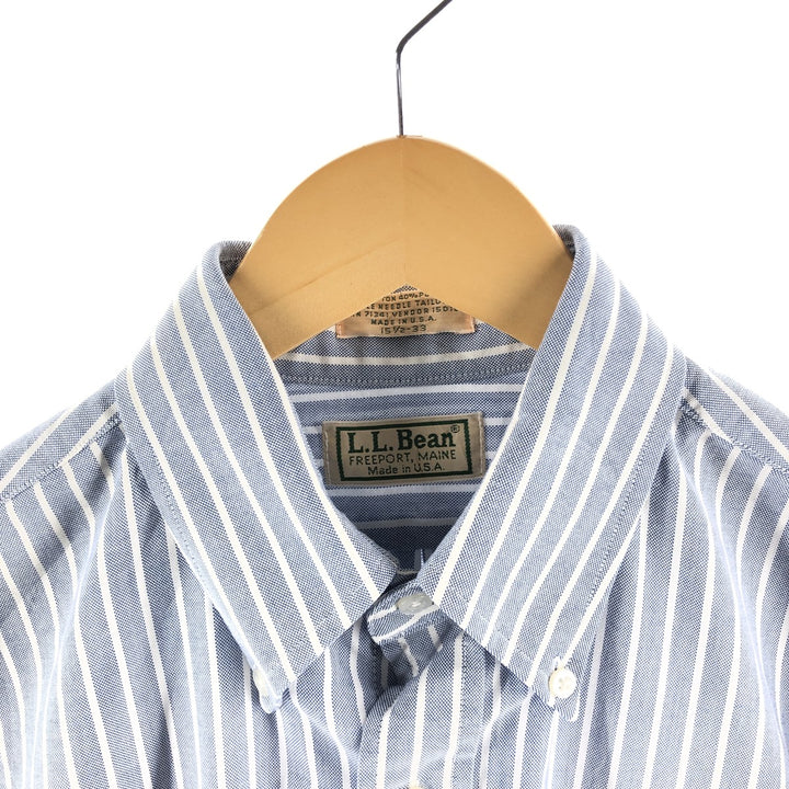 Vintage 70s-80'S LLBean long-sleeved button-down striped shirt, made in the USA, size M. cotton blue type Vintage Second Hand