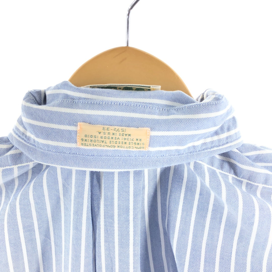 Vintage 70s-80'S LLBean long-sleeved button-down striped shirt, made in the USA, size M. cotton blue type Vintage Second Hand