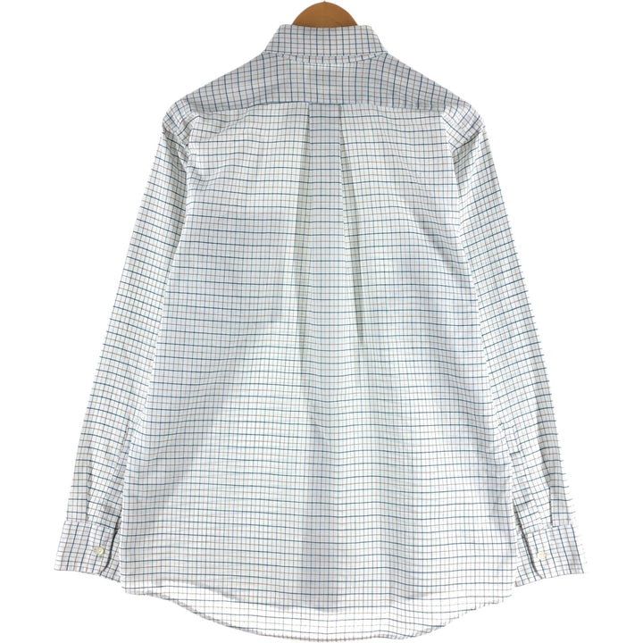 LLBean Freeport, Maine Long Sleeve Button-Down Check Shirt, Made in USA, Men's Size Medium cotton white type Vintage Second Hand
