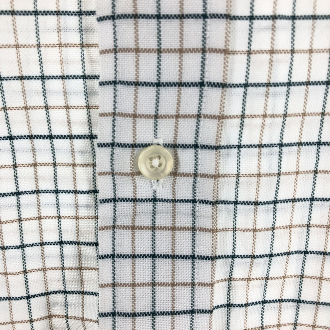 LLBean Freeport, Maine Long Sleeve Button-Down Check Shirt, Made in USA, Men's Size Medium cotton white type Vintage Second Hand