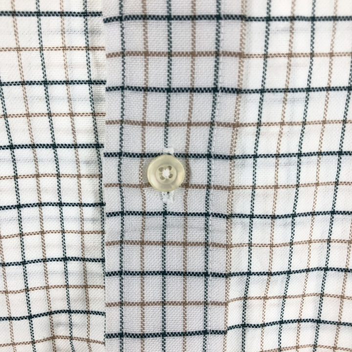 LLBean Freeport, Maine Long Sleeve Button-Down Check Shirt, Made in USA, Men's Size Medium cotton white type Vintage Second Hand
