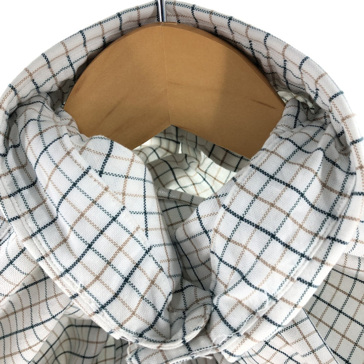 LLBean Freeport, Maine Long Sleeve Button-Down Check Shirt, Made in USA, Men's Size Medium cotton white type Vintage Second Hand