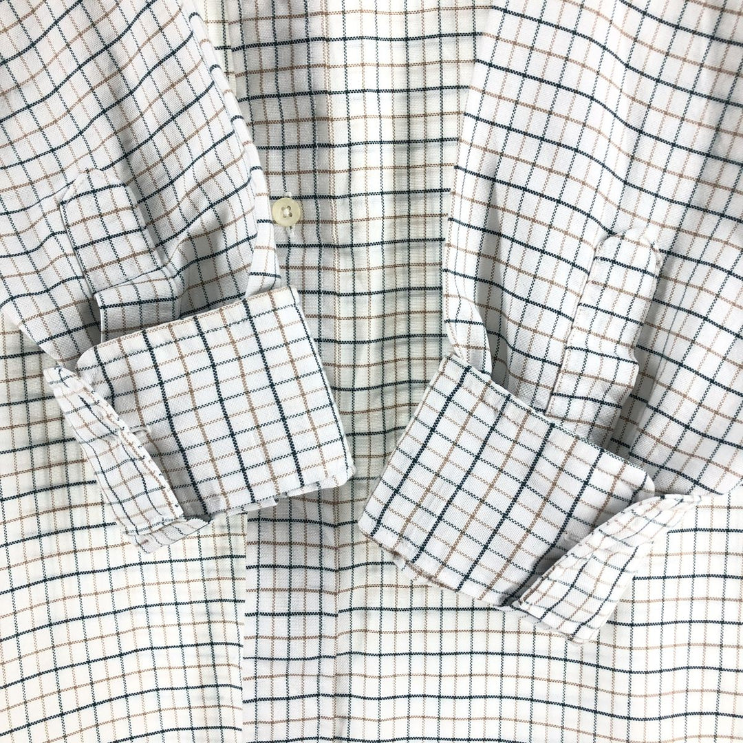 LLBean Freeport, Maine Long Sleeve Button-Down Check Shirt, Made in USA, Men's Size Medium cotton white type Vintage Second Hand