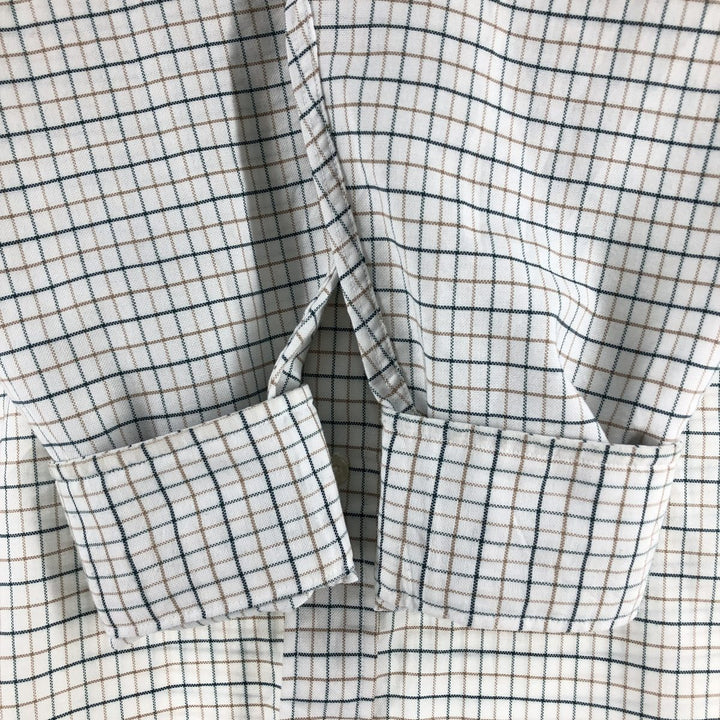 LLBean Freeport, Maine Long Sleeve Button-Down Check Shirt, Made in USA, Men's Size Medium cotton white type Vintage Second Hand