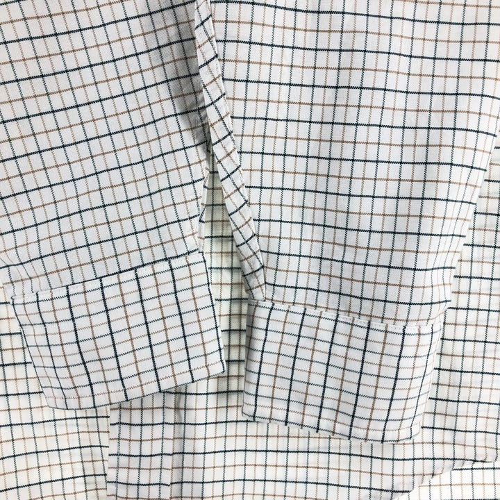 LLBean Freeport, Maine Long Sleeve Button-Down Check Shirt, Made in USA, Men's Size Medium cotton white type Vintage Second Hand