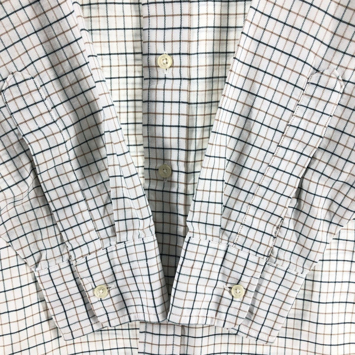 LLBean Freeport, Maine Long Sleeve Button-Down Check Shirt, Made in USA, Men's Size Medium cotton white type Vintage Second Hand