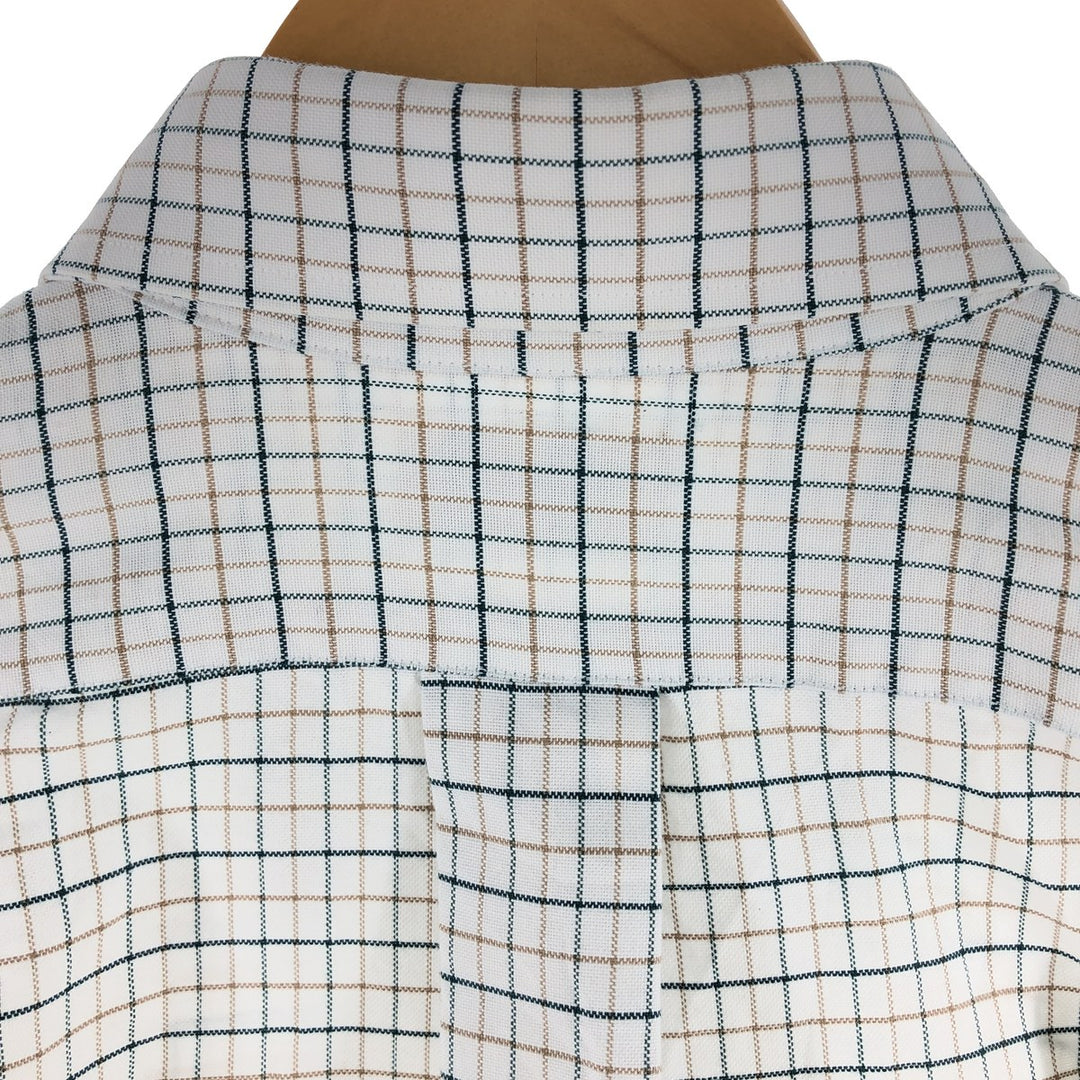 LLBean Freeport, Maine Long Sleeve Button-Down Check Shirt, Made in USA, Men's Size Medium cotton white type Vintage Second Hand
