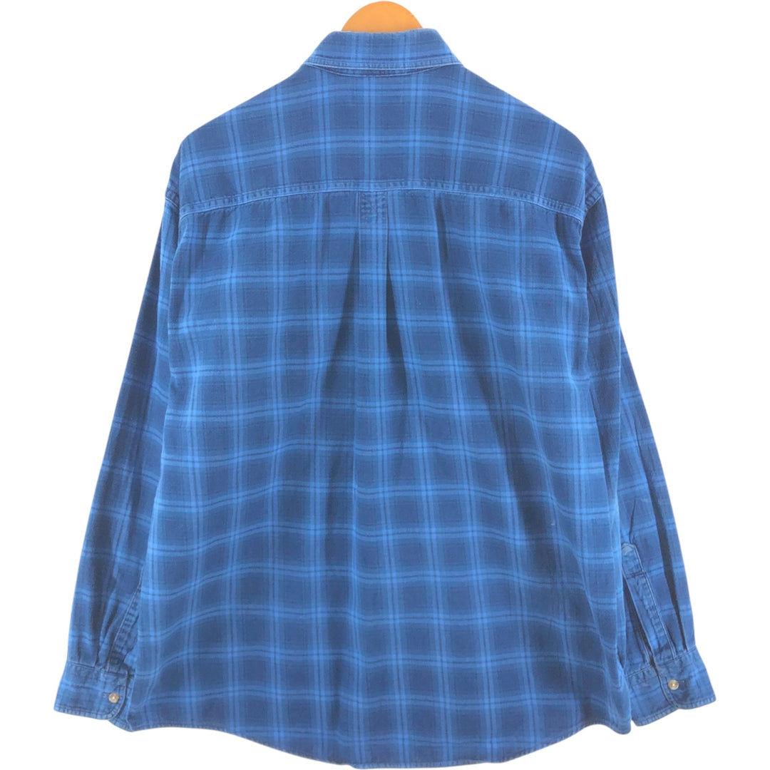 Vintage LLBean long-sleeved button-down check shirt from the 1970'S and 1980s, made in the USA, size L. cotton blue type Vintage Second Hand