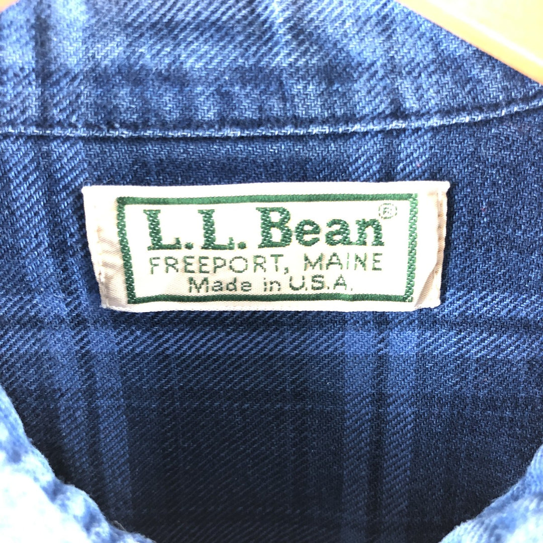 Vintage LLBean long-sleeved button-down check shirt from the 1970'S and 1980s, made in the USA, size L. cotton blue type Vintage Second Hand