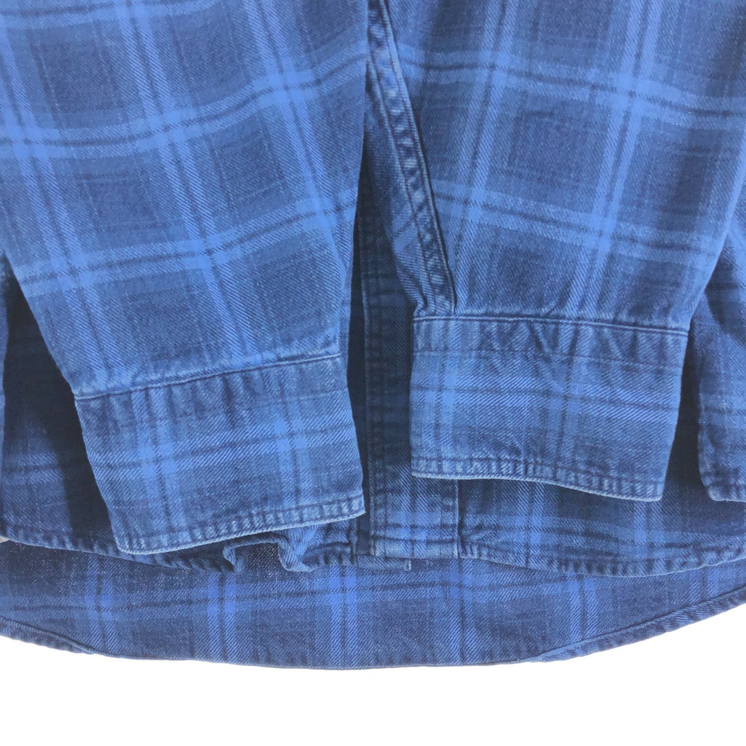 Vintage LLBean long-sleeved button-down check shirt from the 1970'S and 1980s, made in the USA, size L. cotton blue type Vintage Second Hand