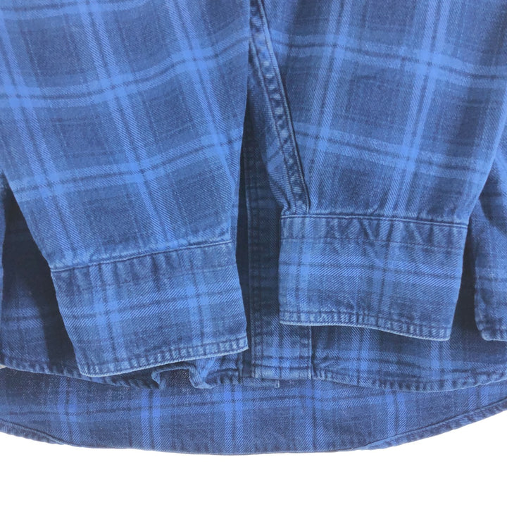 Vintage LLBean long-sleeved button-down check shirt from the 1970'S and 1980s, made in the USA, size L. cotton blue type Vintage Second Hand