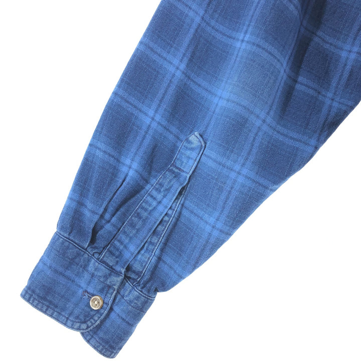 Vintage LLBean long-sleeved button-down check shirt from the 1970'S and 1980s, made in the USA, size L. cotton blue type Vintage Second Hand