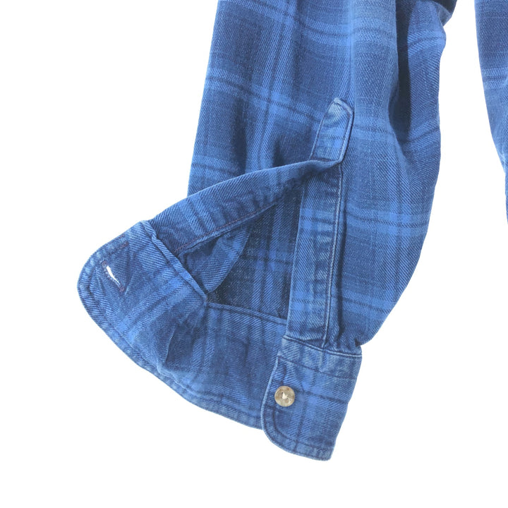 Vintage LLBean long-sleeved button-down check shirt from the 1970'S and 1980s, made in the USA, size L. cotton blue type Vintage Second Hand