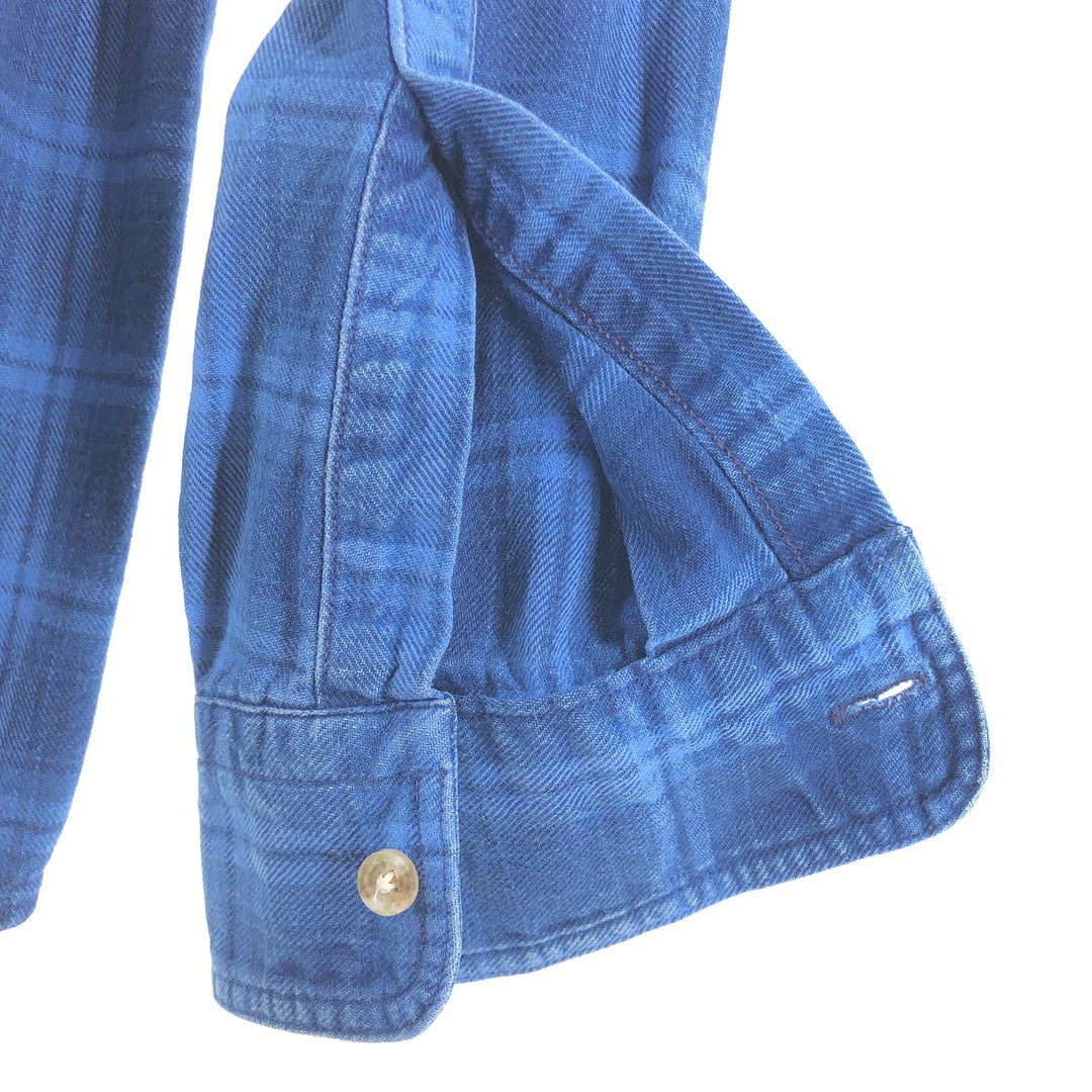 Vintage LLBean long-sleeved button-down check shirt from the 1970'S and 1980s, made in the USA, size L. cotton blue type Vintage Second Hand