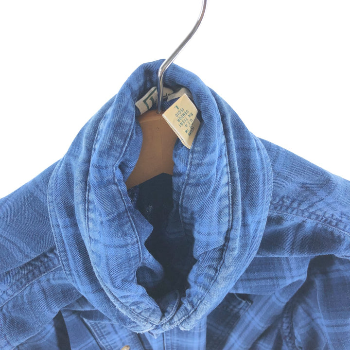 Vintage LLBean long-sleeved button-down check shirt from the 1970'S and 1980s, made in the USA, size L. cotton blue type Vintage Second Hand