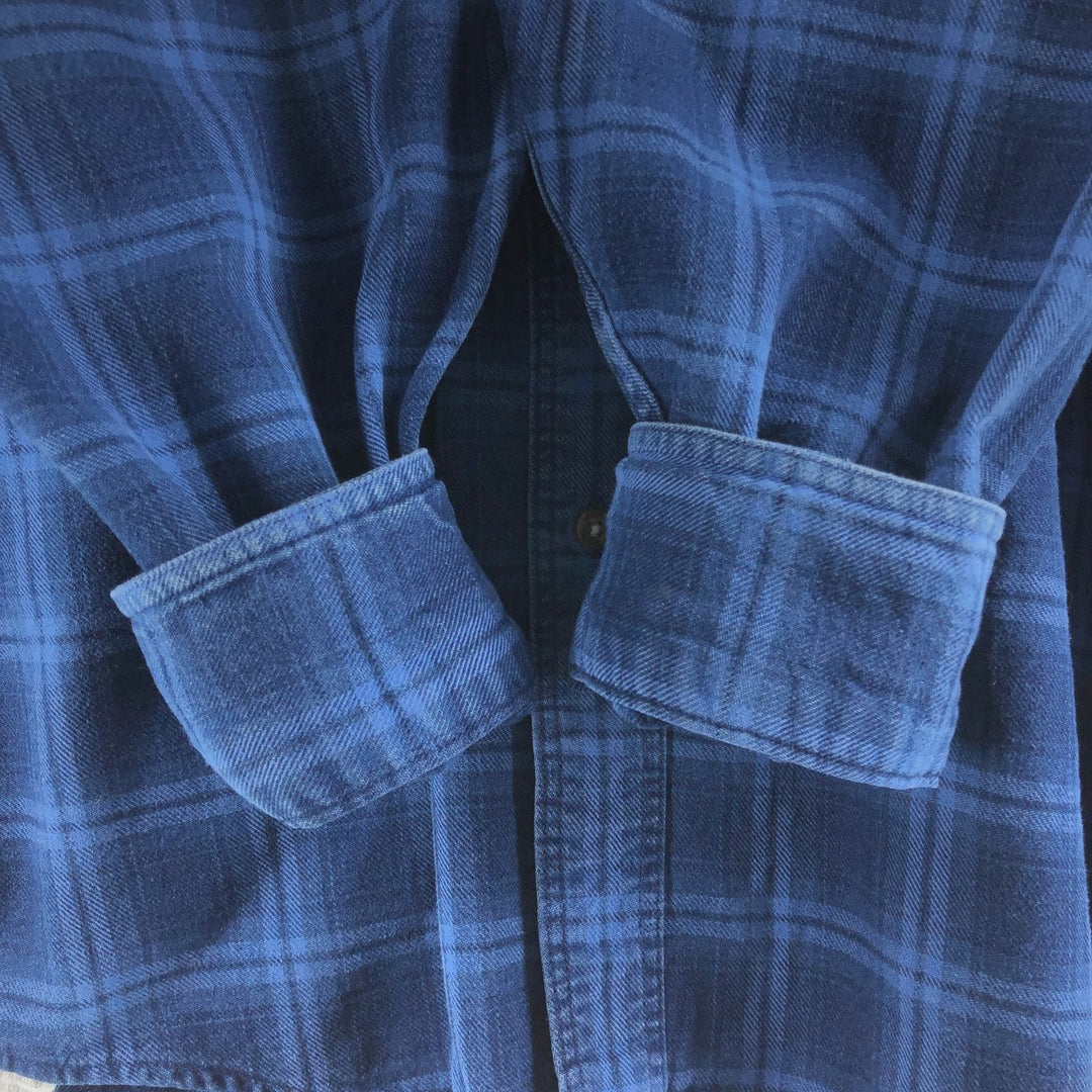 Vintage LLBean long-sleeved button-down check shirt from the 1970'S and 1980s, made in the USA, size L. cotton blue type Vintage Second Hand