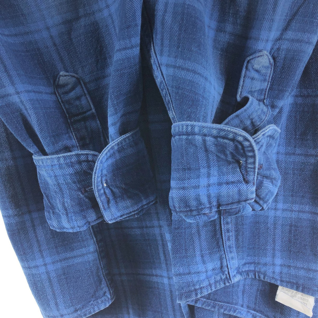 Vintage LLBean long-sleeved button-down check shirt from the 1970'S and 1980s, made in the USA, size L. cotton blue type Vintage Second Hand
