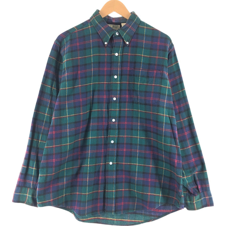 90'S LLBean Long Sleeve Button Down Light Flannel Check Shirt Made in USA Men's L Size Vintage /eaa527037