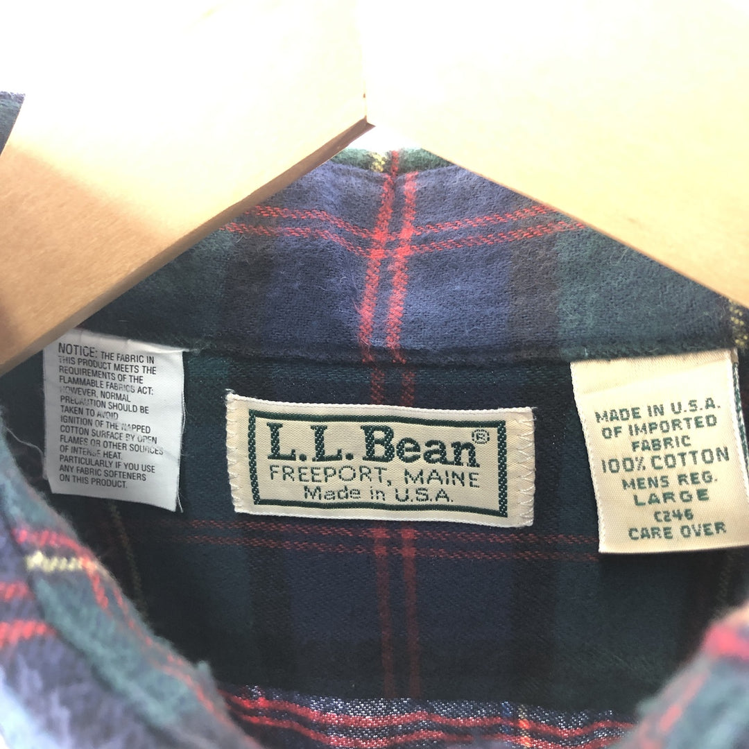 90'S LLBean Long Sleeve Button Down Light Flannel Check Shirt Made in USA Men's L Size Vintage /eaa527037