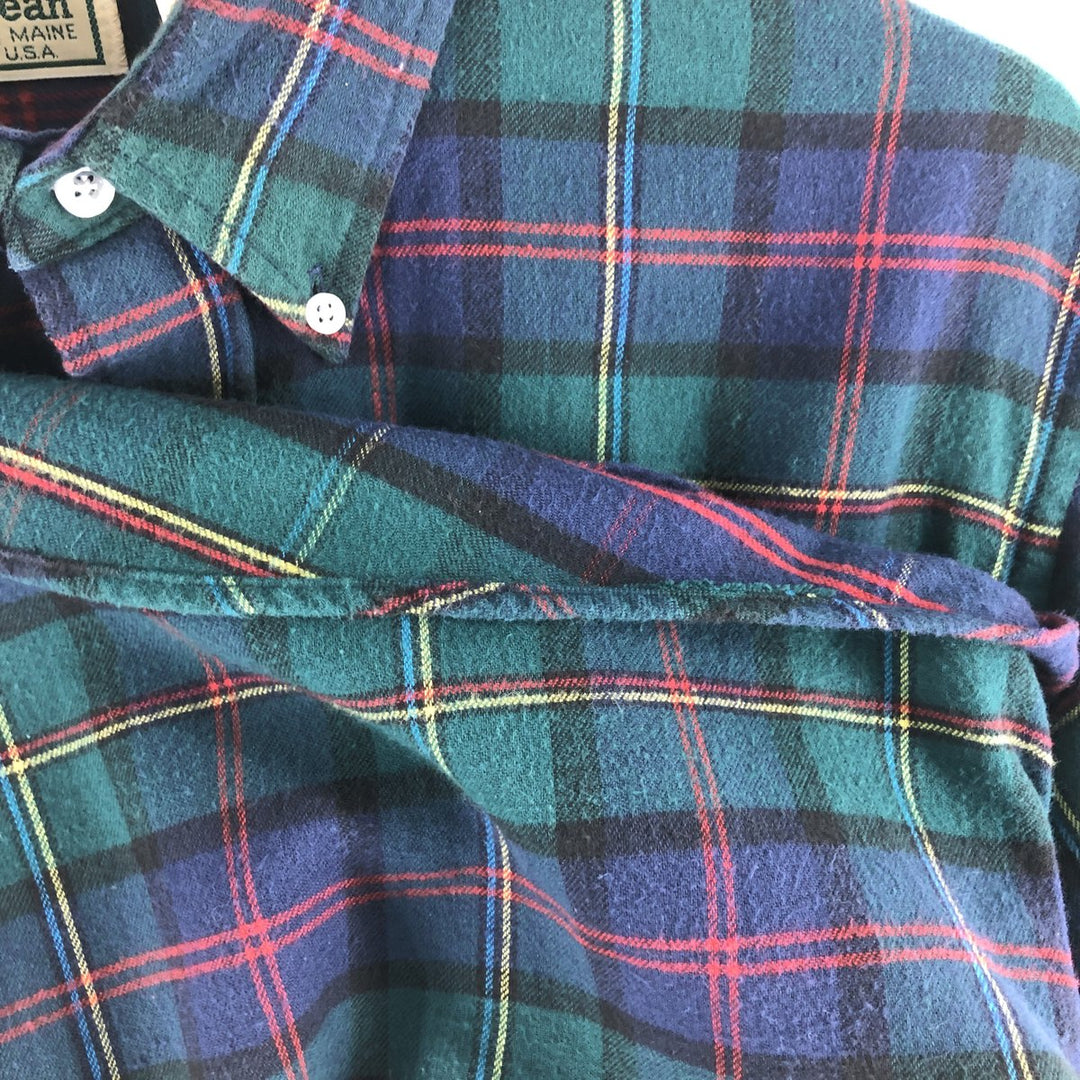 90'S LLBean Long Sleeve Button Down Light Flannel Check Shirt Made in USA Men's L Size Vintage /eaa527037