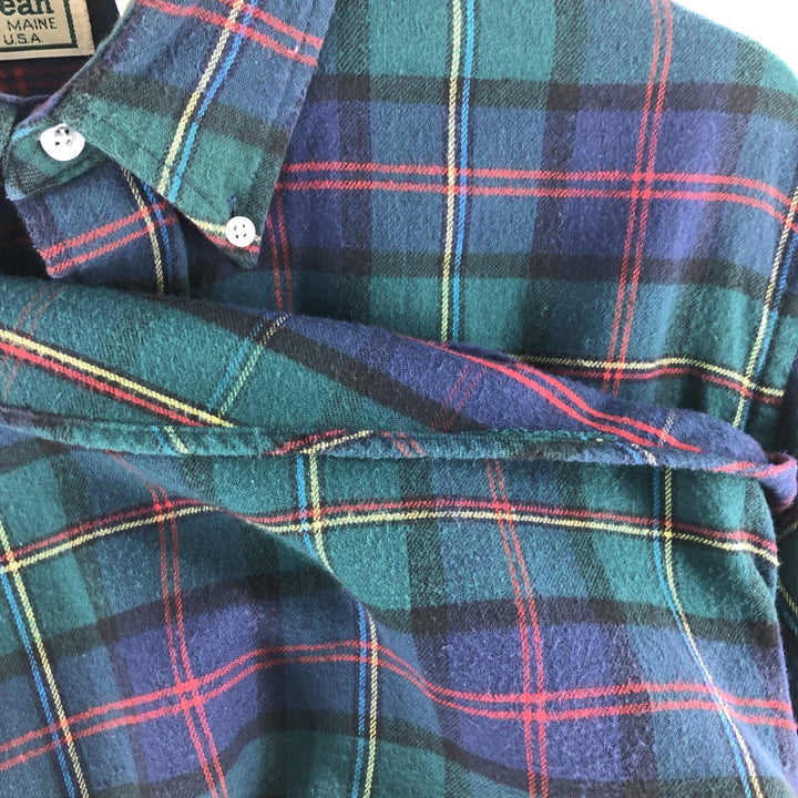 90'S LLBean Long Sleeve Button Down Light Flannel Check Shirt Made in USA Men's L Size Vintage /eaa527037
