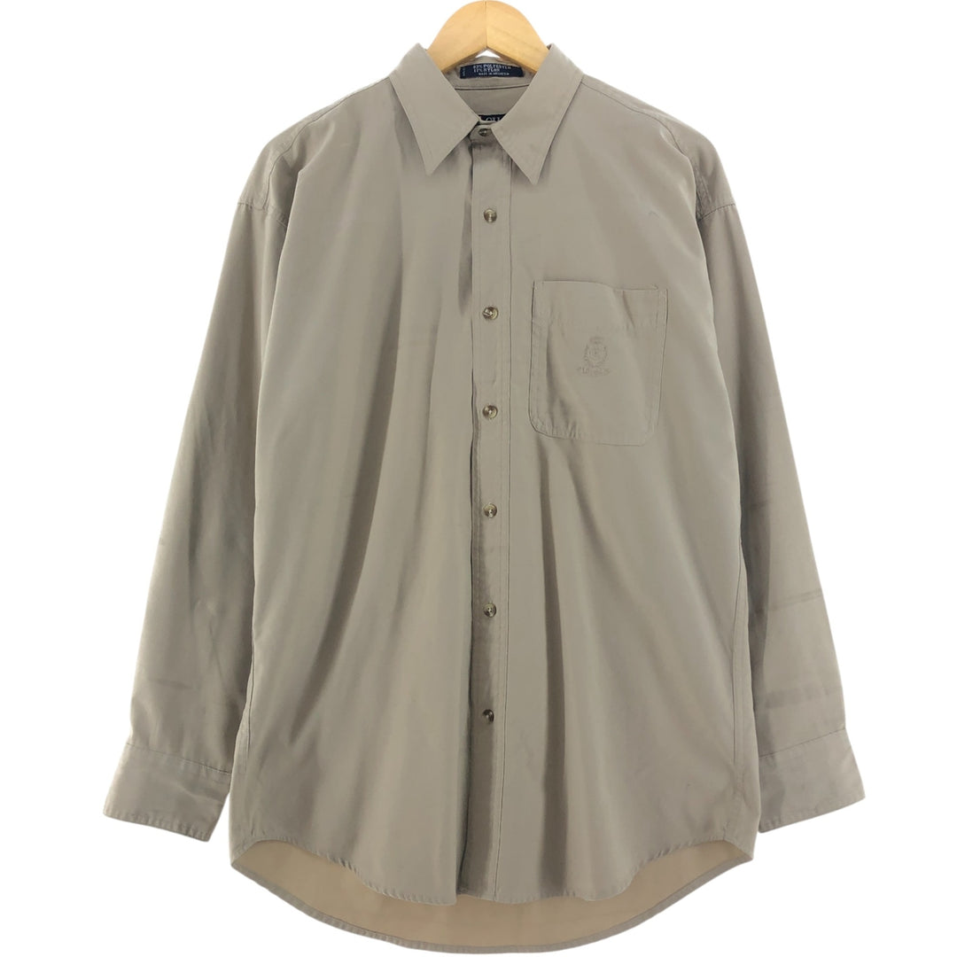90'S Ralph Lauren CHAPS long sleeve shirt, men's size M, vintage polyester Beige type Vintage Second Hand