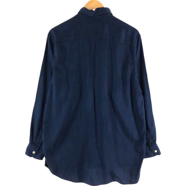 Tommy Hilfiger long-sleeved rayon shirt, men's size S Rayon navy blue type Vintage Second Hand