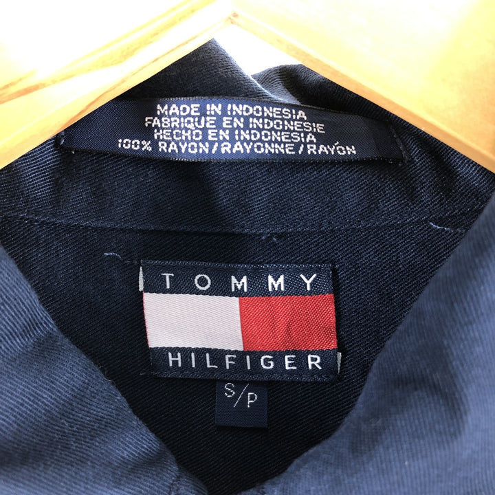 Tommy Hilfiger long-sleeved rayon shirt, men's size S Rayon navy blue type Vintage Second Hand