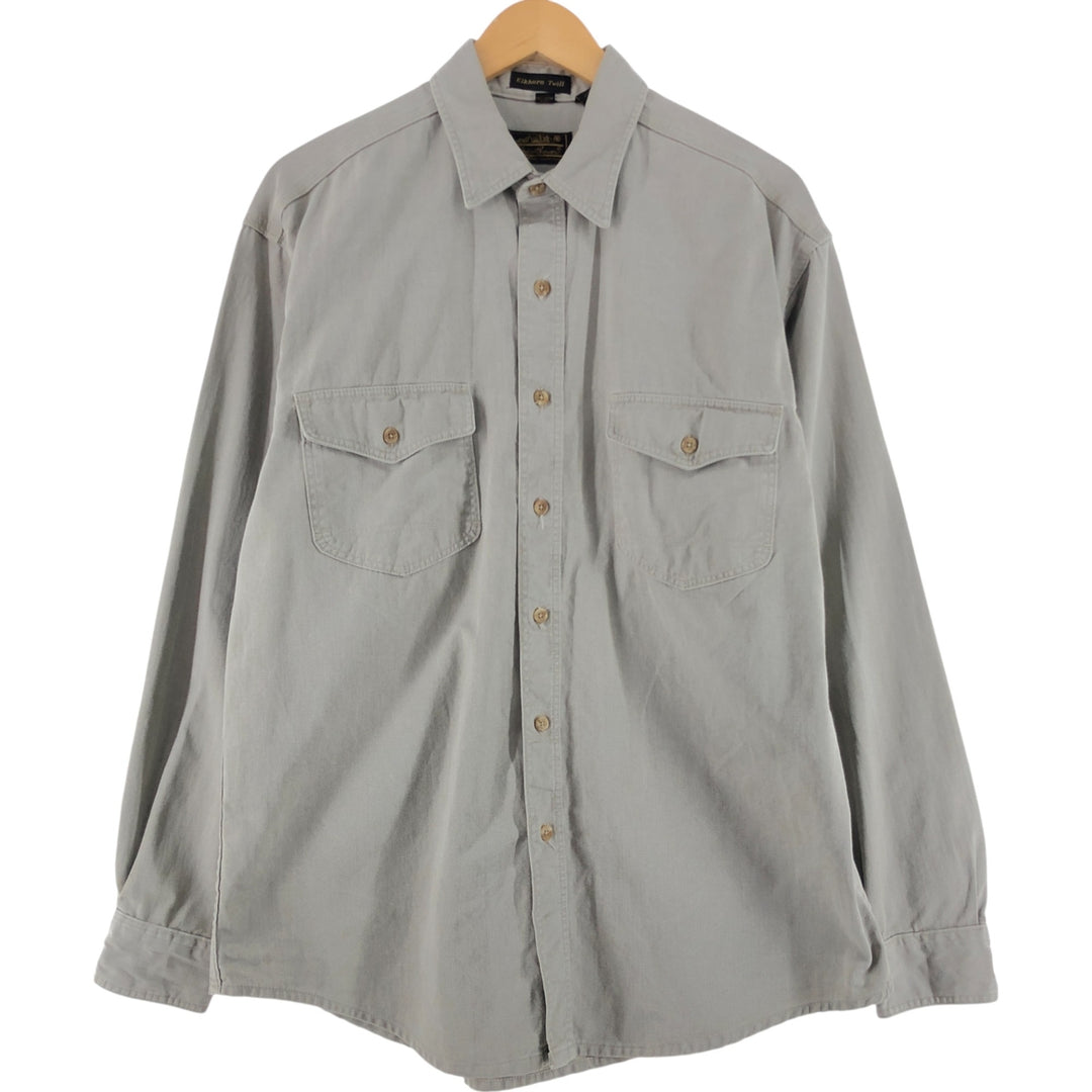 Vintage 80s-90'S Eddie Bauer long-sleeved cotton shirt, made in the USA, size L, men's cotton Beige type Vintage Second Hand