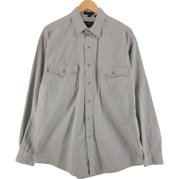 Vintage 80s-90'S Eddie Bauer long-sleeved cotton shirt, made in the USA, size L, men's cotton Beige type Vintage Second Hand