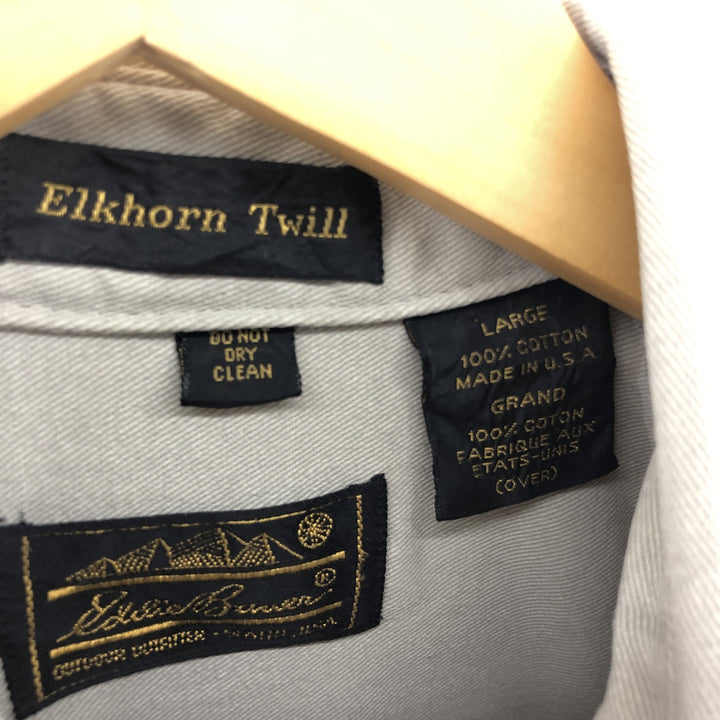 Vintage 80s-90'S Eddie Bauer long-sleeved cotton shirt, made in the USA, size L, men's cotton Beige type Vintage Second Hand